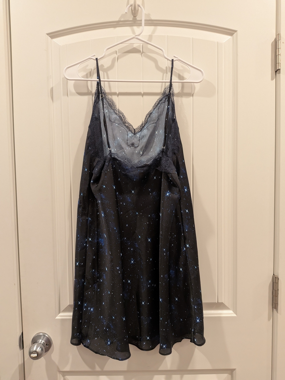 Victoria's Secret Star Print Lace-Trim Slip Dress in Black & Blue - Picture 5 of 5